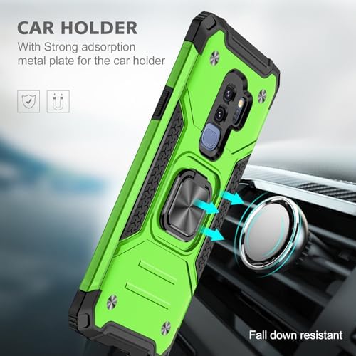 Rugged Military-Grade Shockproof Case for Samsung Galaxy S9 Plus – Red Armor with Built-in Kickstand and Magnetic Car Mount for Ultimate Protection and Style – Perfect for Active Lifestyles