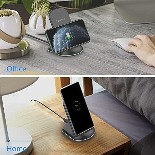 Yootech Dual Wireless Charging Stand – 10 W Fast Charger for i Phone 16/15/14/SE 2022 & Galaxy S22/S21/S20/S10 – Sleek, Non-Slip Design for Home & Office – Efficient Qi Wireless Charger with No AC Adapter Needed – Ultimate Convenience for Modern Lifestyles