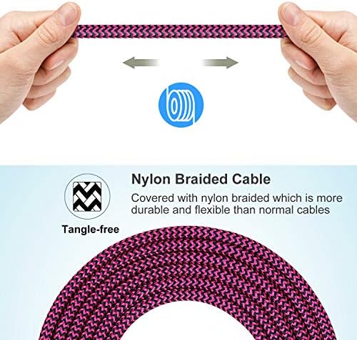 10 ft USB Type C Charger Cable 6 Pack – Durable Braided Fast Charging Cords for Samsung Galaxy S24, S23, S22, S21, S20, S10, S9, A Series & LG Devices – Tangle-Free, High-Speed Data Transfer for Home, Office, and Travel