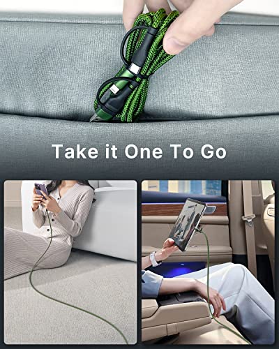 Universal 4-in-1 Multi-Device Charging Cable [2-Pack, 6.6 FT] – 60 W Fast Charging Nylon Braided Lightning & USB-C Cords for i Phone, i Pad, Samsung Galaxy, Mac Book & More – Durable & Tangle-Free Solution for Efficient Powering