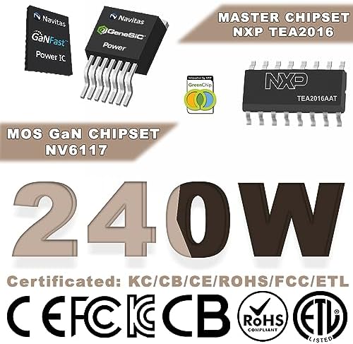 PTech 240 W Ga N USB-C Power Hub: High-Efficiency Dual Output Adapter for Rapid Charging of Laptops and Smartphones – Includes 100 W Fast Charging Cable for Ultimate Convenience on the Go