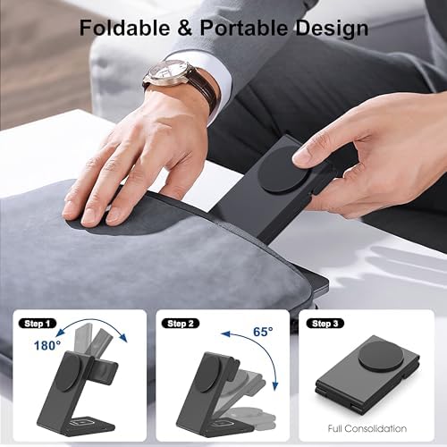 Ultimate 3-in-1 Magnetic Wireless Charging Station – High-Speed 20 W Foldable Charger for i Phone 12-16 Series, Apple Watch 10/Ultra 2, and Air Pods 4 – Portable Travel-Friendly Design with Adapter for Seamless Power Solutions