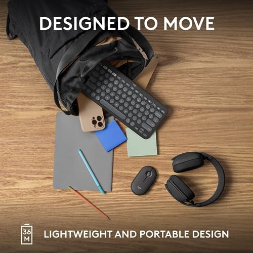 Logitech Pebble Keys 2 K380 s: Versatile Multi-Device Bluetooth Wireless Keyboard with Customizable Shortcuts, Slim & Portable Design for Ultimate Productivity Across Windows, mac OS, i Pad OS, Android, and Chrome OS – Tonal Graphite Finish for Style and Comfort