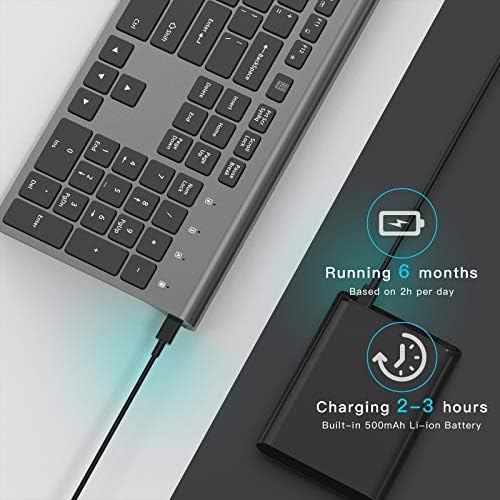 JOYACCESS Rechargeable Silent Wireless Keyboard – Sleek Silver-White Design for Mac, PC & Laptop | Versatile 2.4 G USB Connectivity | Water-Resistant, Noise-Free Typing for Enhanced Focus & Productivity | Compatible with Windows, i OS & Android Devices | Lightweight & Slim for On-the-Go Professionals