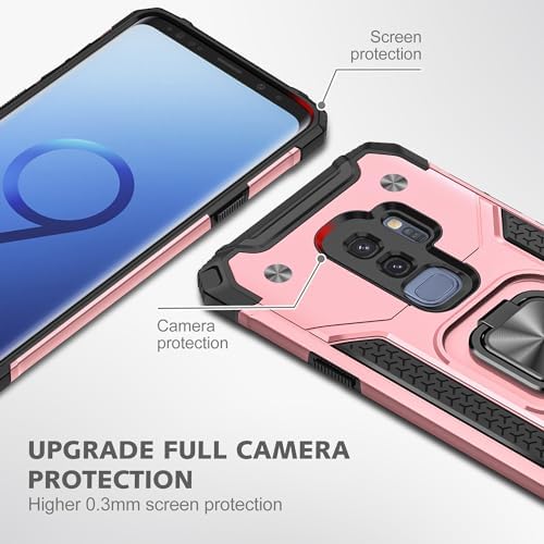 Rugged Military-Grade Shockproof Case for Samsung Galaxy S9 Plus – Red Armor with Built-in Kickstand and Magnetic Car Mount for Ultimate Protection and Style – Perfect for Active Lifestyles