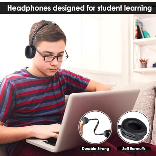 Bulk 25-Pack Classroom Headphones for Kids – Colorful 3.5 mm Earphones Perfect for Student Engagement and Group Learning – Comfortable, Durable Design for Everyday Academic Use
