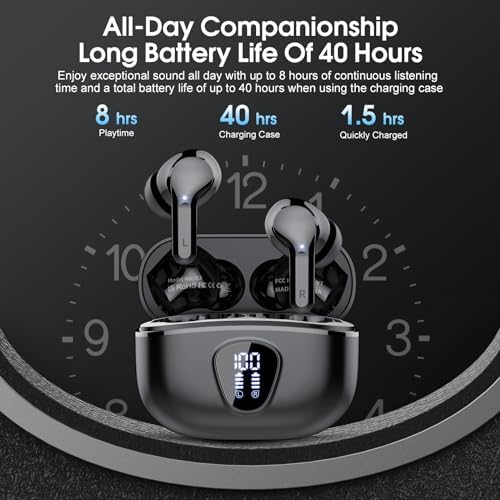 Elevate Your Sound Experience with Premium Wireless Earbuds – Advanced Bluetooth 5.4, Hi-Fi Stereo Audio, and ENC Noise Cancellation for Crystal-Clear Calls, IP7 Waterproof Design for Active Lifestyles, 48-Hour Playtime with LED Battery Display, Chic Rose Gold Finish for Everyday Elegance in Sports and Leisure