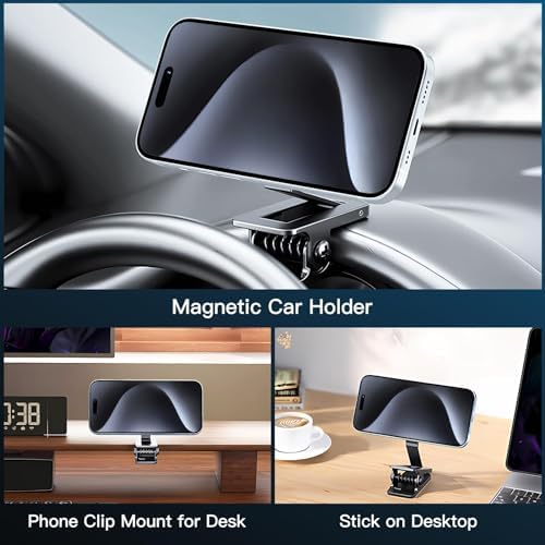 Mag Safe-Compatible Magnetic Phone Holder – Ultimate Hands-Free Car Mount for i Phone 15/14/13/12 Pro Max & Universal Smartphones – Adjustable Clamp for Optimal Viewing & Enhanced Grip – Seamless Navigation & Safe Media Control in Any Vehicle
