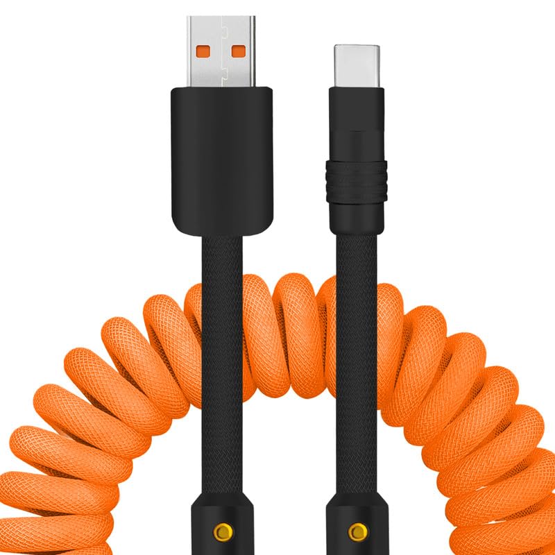 Experience Unmatched Charging Versatility with the Chubbycable Curly Chubby – 240 W High-Speed Retractable USB-C Cable, Extends 2.29 to 3.6 FT, Ideal for Car Play & Android Auto, Stylish Dark Blue and Green Coiled Design for Effortless Organization and Durability