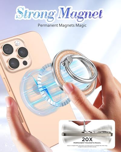 Glamorous Glitter Magnetic Phone Ring Holder for i Phone – Chic Mag Safe-Compatible Grip for Easy One-Handed Use – Stylish Finger Stand Accessory for Women – Perfect for Hands-Free Video Calls and Everyday Convenience – Secure, Durable, and Easy to Clean