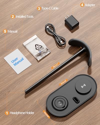 Transform Your Gaming Experience with the Hi We 3-in-1 Premium Headphone Stand & Wireless Charging Dock – Universal Desktop Organizer for Headphones, Air Pods, and Smartwatches – Durable Aluminum Alloy with Elegant Leather Pad and Stable ABS Base – Quick Charge Functionality for All Your Essential Devices