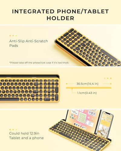 Elevate Your Typing with the Stylish seenda Bluetooth Typewriter Keyboard in Barbie Purple – Multi-Device Compatibility for i Pad, Android, Mac & Windows with Full Number Pad and Tablet Holder for Enhanced Productivity!