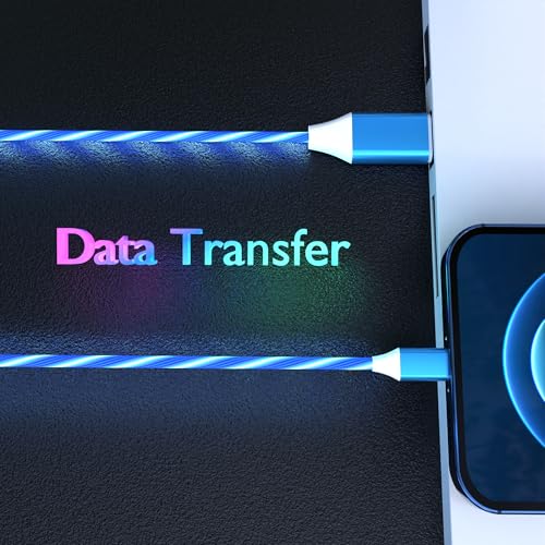 Illuminate Your Charging: 2-Pack LED USB A to C Charger Cable – Vibrant Light-Up Type C Cord for i Phone 15, Samsung Galaxy S21/S20/S10/S9/S8, Note 20, LG V30/V20/G6 – 78-Inch Durable Fast Charging Solution in Purple & Green