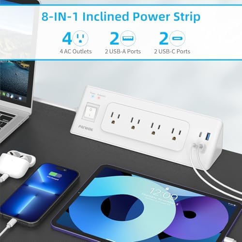 Transform Your Charging Setup with a Versatile Electrical Outlet Extender Featuring USB C – 4 AC Sockets, 15 Amps Surge Protector Power Strip, 6.5 Ft Flat Wall Plug Extension Cord – Ideal for Home Office and Dorm Use – Maximizes Device Connectivity and Fast Charging Efficiency