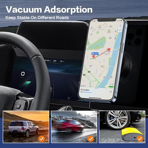 Revolutionize Your Driving Experience with the Electric Vacuum Magnetic Car Phone Mount – 360° Rotating Holder for Optimal Viewing, Universally Compatible with All Phones, Strong Suction for Smooth Surfaces, Effortless Installation & Enhanced Safety in Every Journey – Sleek Black Design for Any Car Interior