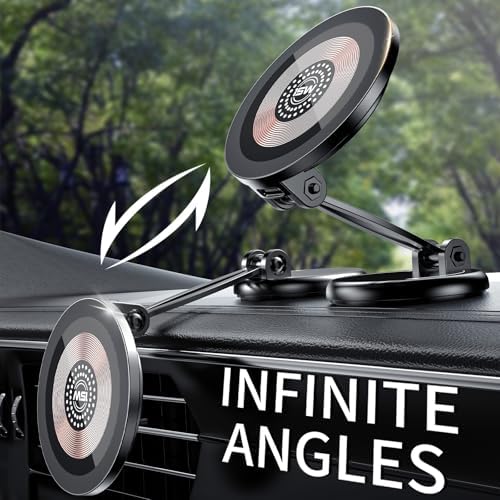 Mag-Safe Car Mount Charger: 15 W Wireless Fast Charging Phone Holder with 360° Rotation – Durable Zinc Alloy Design for Hands-Free Navigation and Enhanced Compatibility with All Devices