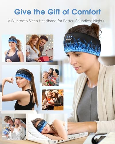 MUSICOZY Bluetooth 5.4 Sleep Headband – Ultra-Thin Stereo Earbuds for Uninterrupted Comfort and Performance, Sweat-Resistant for Active Lifestyles & Serenity (White Red) – Elevate Your Audio Experience with Innovative Design and Superior Sound Quality