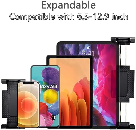 Heavy-Duty Aluminum Tablet Mount with Drill Base for 6.5″-12.9″ Devices – Versatile Holder for i Pad Pro/Mini, Vehicle & Home Use, 360-Degree Swivel for Optimal Viewing, Easy Installation and Enhanced Durability