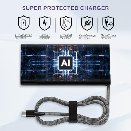 High-Efficiency 90 W USB-C Laptop Charger for HP Spectre x360 and Dell Precision – Universal Power Adapter with Enhanced Output and Safety Features – Fast Charging for Multiple Devices – Compatible with HP 904144-850, 904082-003 and More – Reliable AC Power Supply with 12-Month Warranty and 30-Day Satisfaction Guarantee