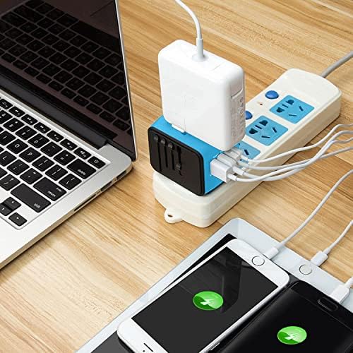 Advanced 7-in-1 Universal Travel Adapter with 35 W PD Fast Charging – Sleek Black & Silver Design for Worldwide Use, Featuring 4 USB-C and 2 USB-A Ports for Effortless Connectivity Across the US, UK, Europe, and Australia – Unmatched Compatibility and Speed for Every Adventure