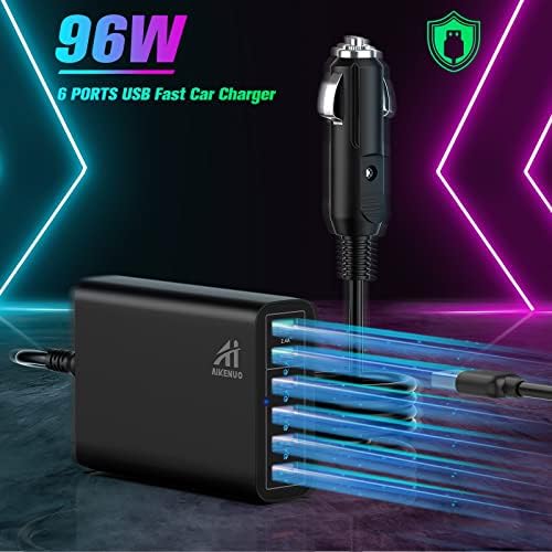 High-Power 96 W Multi-Port USB Car Charger with 4 Quick Charge 3.0 Ports – Rapid Charging Solution for Smartphones and Tablets in 12 V-24 V Vehicles – Smart Compatibility & Advanced Safety Features for Effortless On-the-Road Power Management