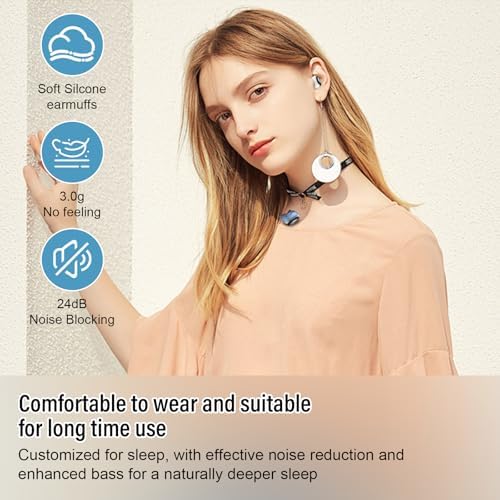 Ultra-Comfort Sleep Earbuds with Advanced Bluetooth 5.4 – Perfectly Designed for Side Sleepers, 47 Hours of Uninterrupted Playtime, Ideal for Meditation, Travel, and Relaxation, Premium Sound Quality & Ergonomic Fit for Ultimate Comfort