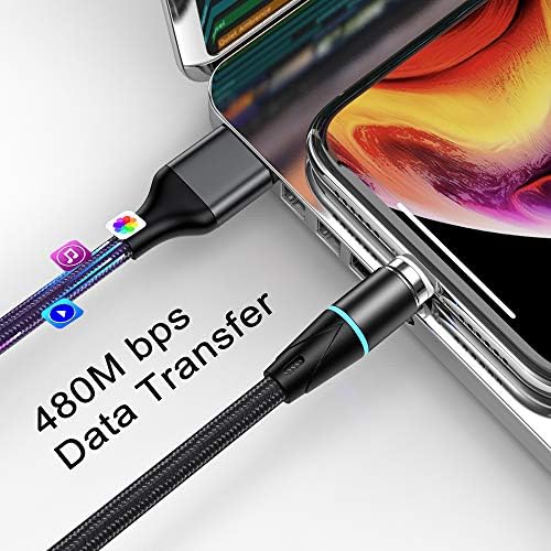 Universal 3-in-1 Magnetic Fast Charging Cable & Data Sync Solution – 6.6 ft Length (3-Pack, Black) for Micro USB, USB-C, and i-Devices – Efficient Power Delivery & Data Transfer Accessory for Home, Office, and Travel