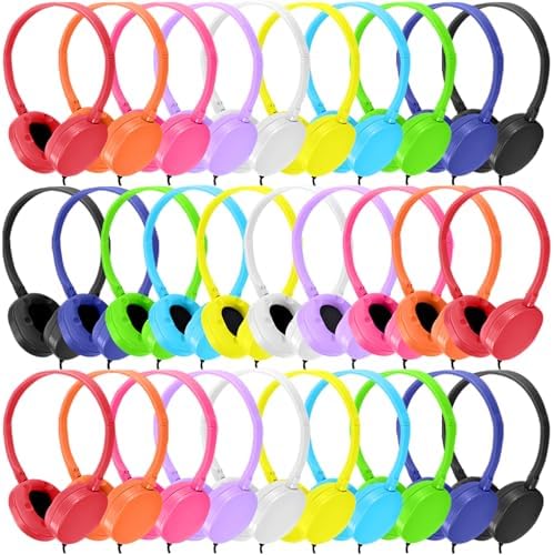 Bulk Headphones for Kids 12 Pack – Premium Wired Earphones with Superior HD Sound Quality for Classroom Learning and Play, Mixed Colors for Inclusive Use, Compatible with 3.5 mm Devices – Essential Audio Gear for Educational Environments