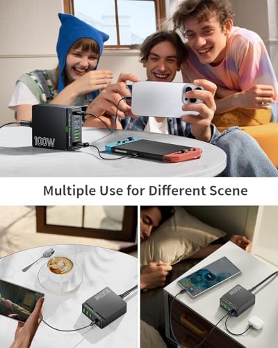 Revolutionize Your Charging Routine with the 100 W Ga N 6-Port USB C & A Power Station – Ultimate Fast Charging Hub for i Phone, i Pad, Samsung, and Android Devices – Compact Cube Design with Smart Power Management for Efficient Multi-Device Charging Solutions