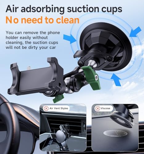 Ultimate MAGIC JOHN 360° Car Phone Holder – Ultra-Durable Metal Smartphone Mount for Secure Windshield Placement, Compatible with i Phone & Samsung – Superior Stability, Easy Installation & Enhanced Driving Safety