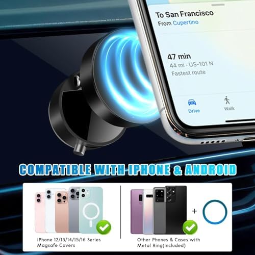 Vacuum Magnetic Suction Phone Holder,2025 Upgraded Adjustable Suction Cup Car Phone Mount,Foldable and Retractable Mobile Phone Holder for Car/Gym/Mirror/Smooth Surface to iPhone 16/15/14/13/12 Series – Enhanced Compatibility and Speed
