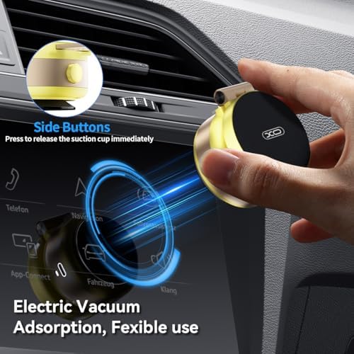 Electric Vacuum Magnetic Suction Phone Holder,XO Adjustable and Foldable Car Mount,Strong Magnetic Car Phone Holder for iPhone16/15/14/13/12,for Shower/Car/Mirror(Light Grey – Enhanced Compatibility and Speed