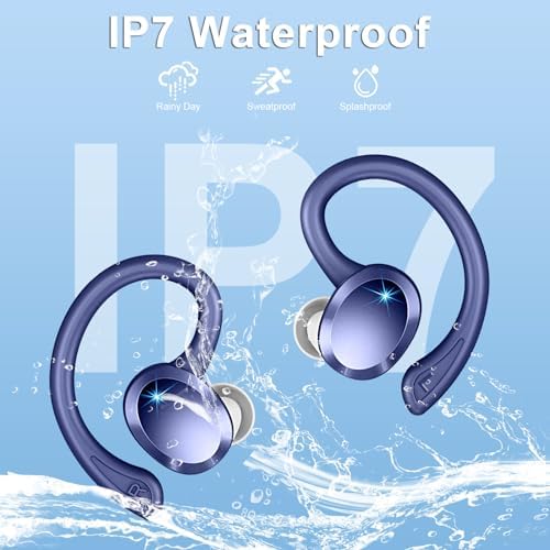 Premium Bluetooth 5.3 Wireless Earbuds – IP7 Waterproof Sport Headphones with 48-Hour Battery Life, Noise-Cancelling Mic, and 3 D Hi-Fi Stereo for Ultimate Workout Performance – Perfect for Running and Gym Enthusiasts