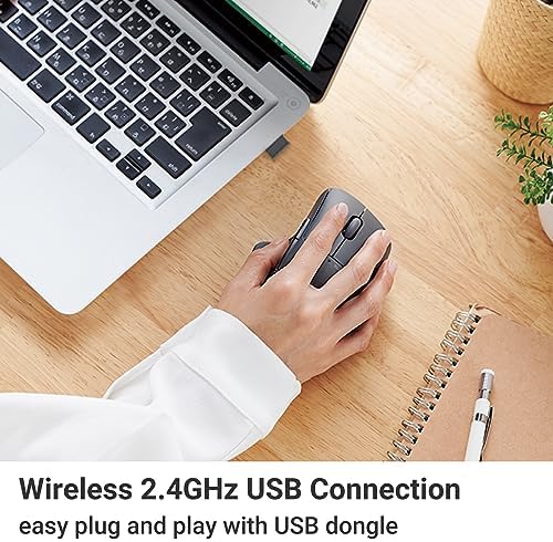 Elevate Your Productivity with the ELECOM Wireless Ergonomic Mouse – Silent Click, 2000 DPI Precision, 20-Month Battery Life, and Stylish White Design for PCs, Macs, and Laptops – Perfect for Home or Office Use