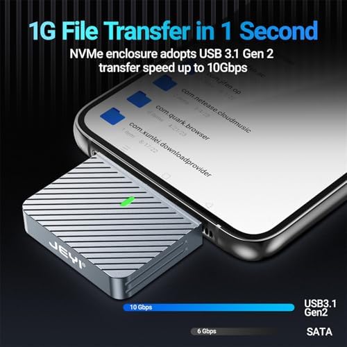 JEYI 2230 M.2 NVMe SSD Enclosure – High-Speed USB C Adapter with 10 Gbps Data Transfer for 2 TB Storage, Portable and Versatile External Drive Solution for Gamers and Professionals