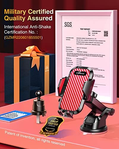 VANMASS Military-Grade Car Phone Holder – Maximum Durability for i Phone 16, 15 Pro Max, 14, 13 & Android Devices – Ultimate Dashboard, Windshield & Vent Mount with Secure Suction & Clip Mechanism for Safe Navigation – 360-Degree Adjustable Viewing for Effortless Access – Heavy-Duty Cell Cradle for Confident Driving