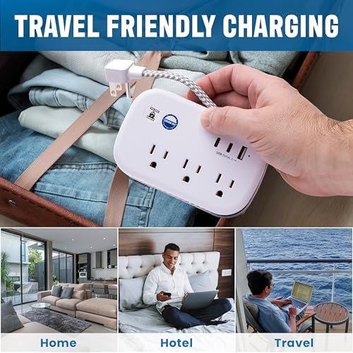 Ultimate Cruise Power Strip with 3.3 ft Extension Cord & Fast Charging USB Ports – Non-Surge Design for Seamless Connectivity on Carnival, Princess & Major Cruise Lines (2025/2026) – Essential Travel Accessory for All Devices