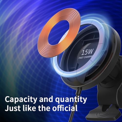 Magnetic Wireless Car Charger Mount for i Phone 12-15 Pro Max – 15 W Fast Charge, Sturdy Hold and Hands-Free Convenience for Vehicles – Innovative Cable-Free Charging Solution for Seamless Navigation and Power Management