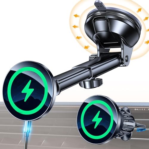 Revolutionary Coolpow Mag Safe Wireless Car Charger & Magnetic Phone Holder for i Phone 16 Pro Max, 15, 14, 13 – Versatile Dashboard, Windshield, & Vent Mount Options with Rapid Charging for Enhanced Driving Safety & Hands-Free Convenience