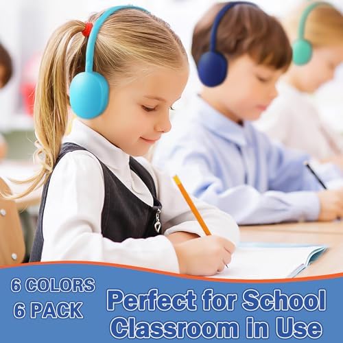 Colorful Classroom Headphones for Kids | Durable 6-Pack Wired Earbuds with Adjustable Fit | Engaging Audio Experience for Enhanced Focus | Compatible with Computers & Chromebooks | Perfect for Group Learning Activities and Young Learners