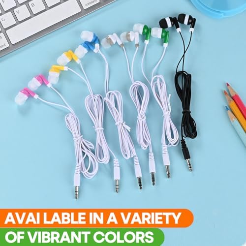 Affordable 60-Pack Kids Earbuds – Robust Wired Headphones with 3.5 mm Jack for Enhanced Learning and Play, Vibrant Color Selection for Classroom Engagement, Lightweight Build with Tangle-Free Cord for Optimal Comfort and Efficiency