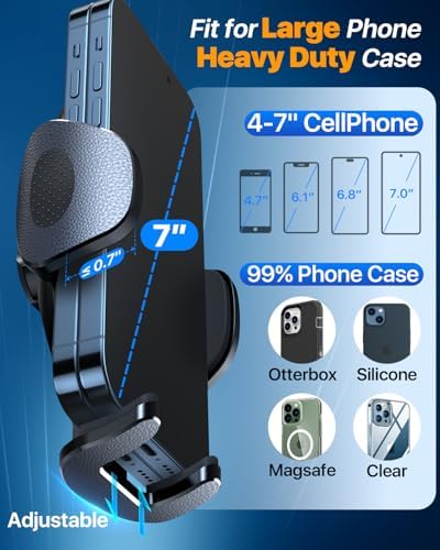 HTU Military-Grade Suction Car Phone Holder 2025 – Versatile Telescopic Arm Smartphone Mount for Dashboard & Windshield – Compatible with i Phone 16 Pro Max, 15, 14, 13, 12 & Samsung – Enhanced Stability for Trucks & Jeeps – Sleek Black Finish for Modern Interiors