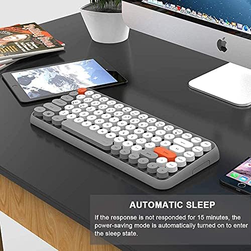 FELICON Retro Mini Wireless Bluetooth Keyboard – Portable 84-Key Typewriter Design for Android, i Pad, Windows & PC – Perfect Companion for Home & Office with Enhanced Compatibility and Rechargeable Battery