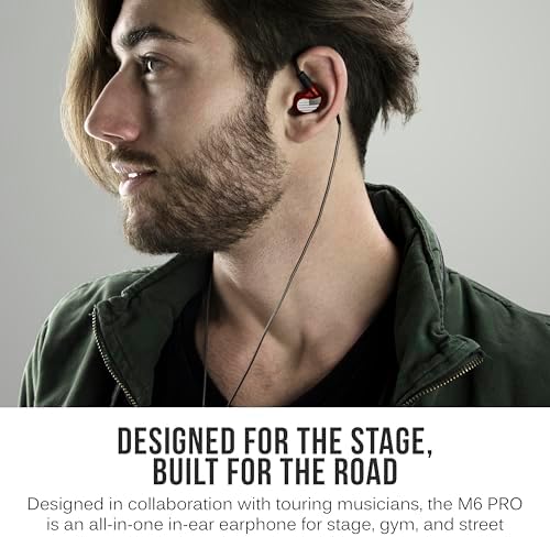 MEE audio M6 PRO In-Ear Monitor Headphones – 2 nd Gen Model with Superior Sound Quality, Customizable Fit Memory Wire Earhooks, and Durable Replaceable Cables for Professional Musicians – Noise Isolation Earbuds with Dual Cord Options (Black) – Perfect for Live Performances and Studio Recording