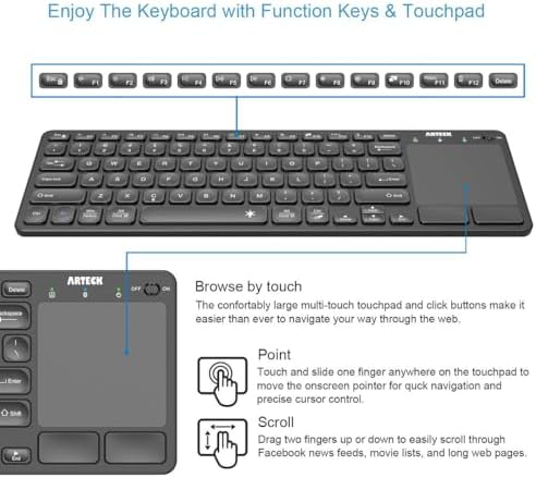 Elevate Your Smart Home Experience with the Arteck Universal Backlit Bluetooth Keyboard – 7-Color Customizable Illumination, Integrated Touchpad & Effortless Media Control for TVs, Laptops, Tablets & More – Ultimate Compatibility & Portability for All Your Devices