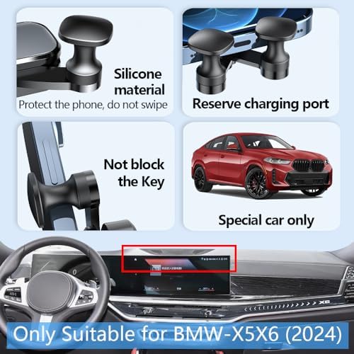 Custom-Fit Gravity Phone Holder Mount for 2024-2025 BMW X5, X6 & 2023-2025 X7 – Premium Car Accessory for Seamless Navigation and Connectivity – Tool-Free Installation, Robust Build, 360-Degree Rotatable Design – Elevate Your Modern BMW Driving Experience