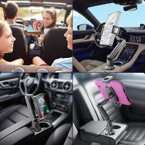 Universal Tablet Holder Mount for Car Cup Holder – 15″ Adjustable Arm with 360° Rotational Flexibility for i Pad Pro, Samsung Galaxy Tab & i Phone – Secure Grip for Enhanced Stability & Hands-Free Convenience on the Go