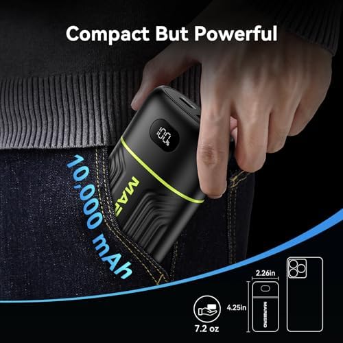 MARBERO Ultra-Lightweight 10,000 m Ah Fast Charging Power Bank – Compact USB-C Charger with 18 W Output for i Phone, i Pad, Samsung Galaxy & Google Devices – Essential Travel Companion with Advanced Safety Features for On-the-Go Power Management