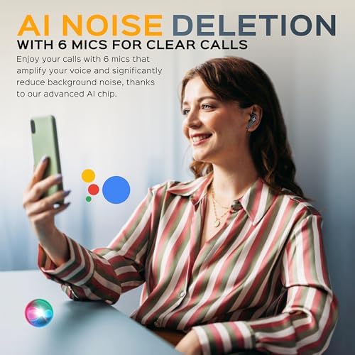 TREBLAB X9 Pro Wireless Earbuds – Unmatched Hybrid Active Noise Cancellation, 6 AI Microphones for Crystal Clear Calls, IPX6 Waterproof for Ultimate Durability, 50 Hours Playtime, and Bluetooth 5.3 Fast Pairing – Ideal for Active Lifestyles, Travel, and Everyday Use