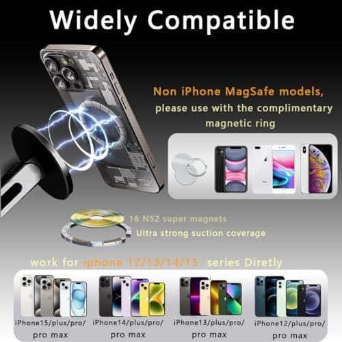 Magnetic Phone Stand for Desk, Heightened Adjustable Foldable, Compatible with iPhone 16/15/14/13/12 All Series/Mag-Safe Case (Silver) – Enhanced Compatibility and Speed